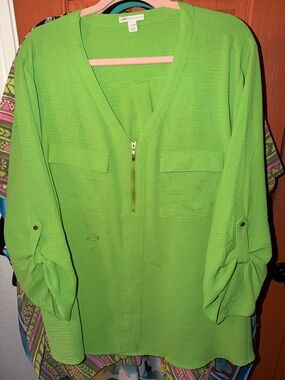 Cato Lime Green V-Neck Top